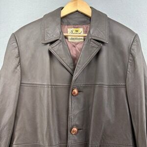 VTG Imperial Leather Sportswear Brown Leather Trench Coat Made in Canada Med 60s